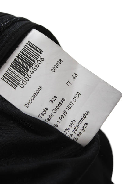 Piazza Sempione Unisex Cropped Black Silk Blend Pants Zip Size 48