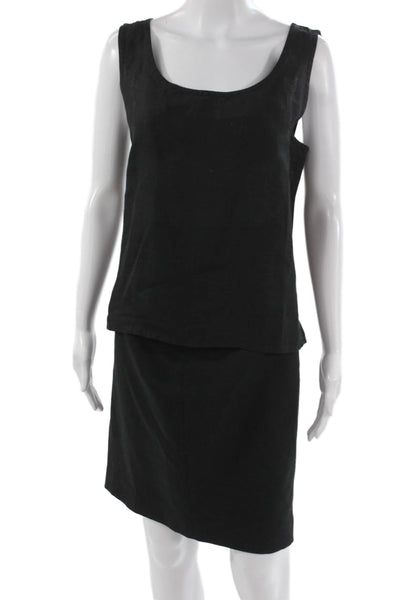 Eileen Fisher Women Sleeveless Scoop Neck Linen Set Black Zip Size L