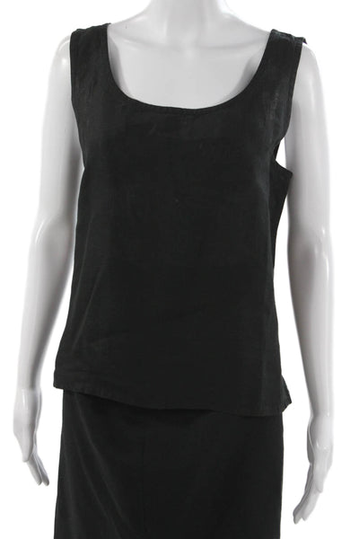 Eileen Fisher Women Sleeveless Scoop Neck Linen Set Black Zip Size L