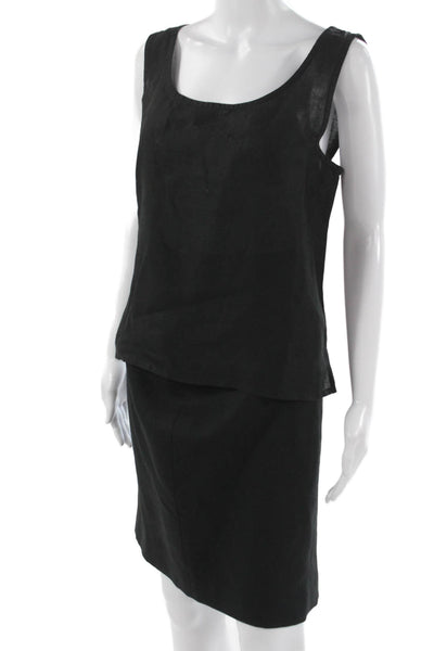 Eileen Fisher Women Sleeveless Scoop Neck Linen Set Black Zip Size L