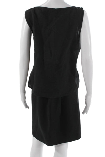 Eileen Fisher Women Sleeveless Scoop Neck Linen Set Black Zip Size L