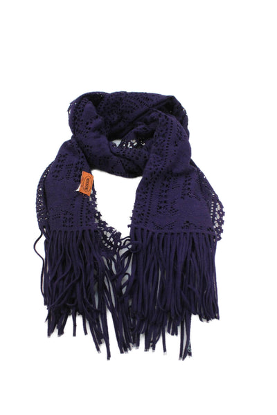 Missoni Womend Perforated Fringe Trim Rectangle Scarf Purple