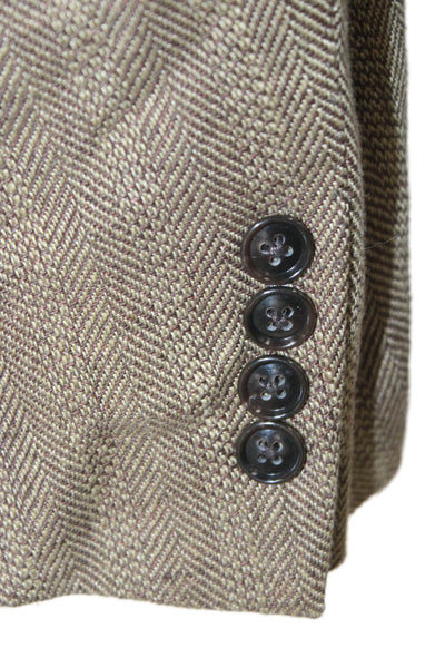 Todd Snyder Mens Brown Herringbone Linen Blazer Button Size 38