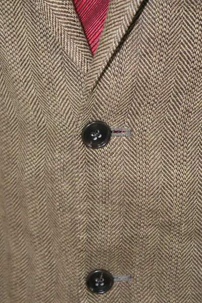 Todd Snyder Mens Brown Herringbone Linen Blazer Button Size 38