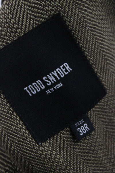 Todd Snyder Mens Brown Herringbone Linen Blazer Button Size 38