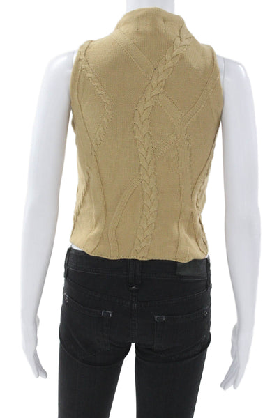 Rowing Blazers Women Cropped Tank Mock Neck Cotton Sleeveless Beige Size XS