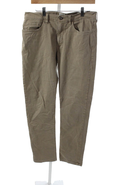 Flint and Tinder Mens Chino Pants Beige Cotton Button Closure Size 32