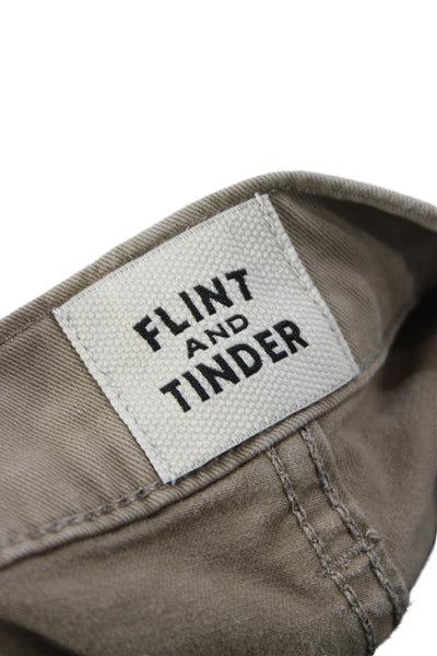 Flint and Tinder Mens Chino Pants Beige Cotton Button Closure Size 32