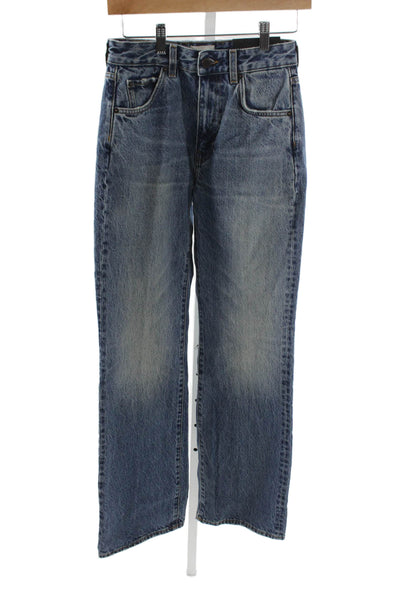 BLK DNM Unisex Straight Jeans Blue High Rise Cotton Button Size 27