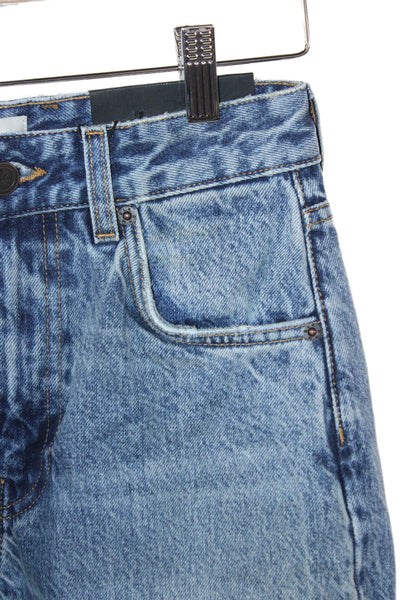 BLK DNM Unisex Straight Jeans Blue High Rise Cotton Button Size 27