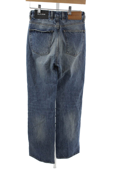 BLK DNM Unisex Straight Jeans Blue High Rise Cotton Button Size 27