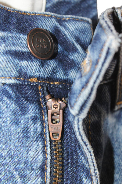 BLK DNM Unisex Straight Jeans Blue High Rise Cotton Button Size 27