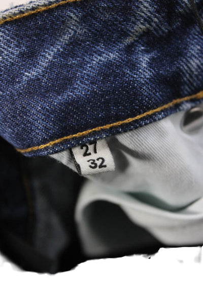 BLK DNM Unisex Straight Jeans Blue High Rise Cotton Button Size 27