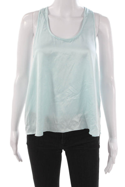 Lunya Womens Silk Basic Sleeveless Scoop Neck Tank Blue Size M