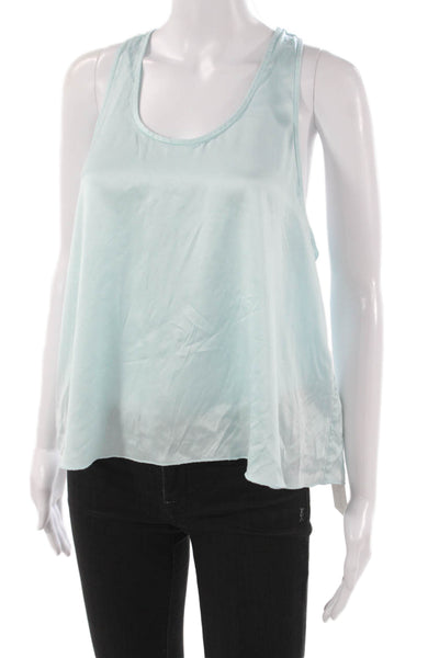 Lunya Womens Silk Basic Sleeveless Scoop Neck Tank Blue Size M
