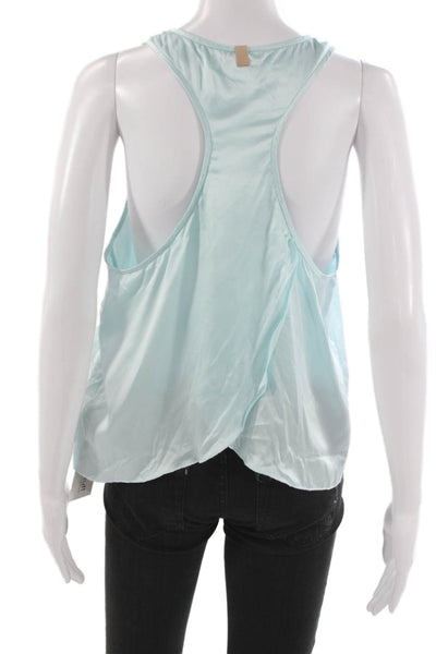 Lunya Womens Silk Basic Sleeveless Scoop Neck Tank Blue Size M