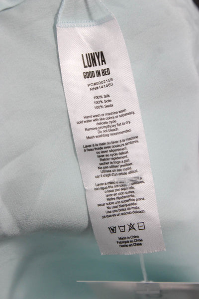 Lunya Womens Silk Basic Sleeveless Scoop Neck Tank Blue Size M