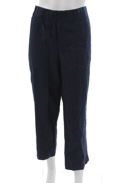Banana Republic Women Blue Ankle Pants Pull On Linen Blend Size L