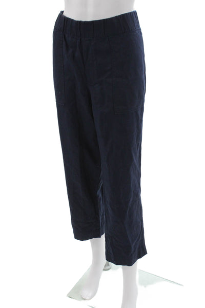 Banana Republic Women Blue Ankle Pants Pull On Linen Blend Size L