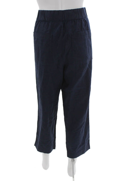 Banana Republic Women Blue Ankle Pants Pull On Linen Blend Size L