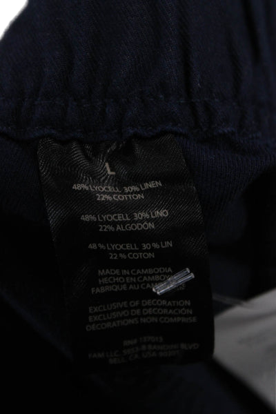 Banana Republic Women Blue Ankle Pants Pull On Linen Blend Size L