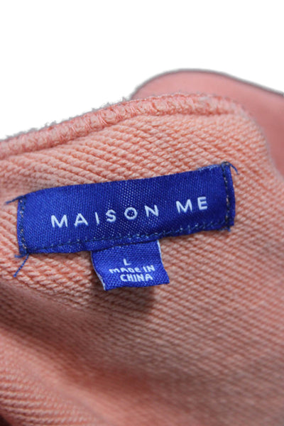 Maison Me Womens French Graphic Pullover Sweatshirt Orange Crew Neck Size L