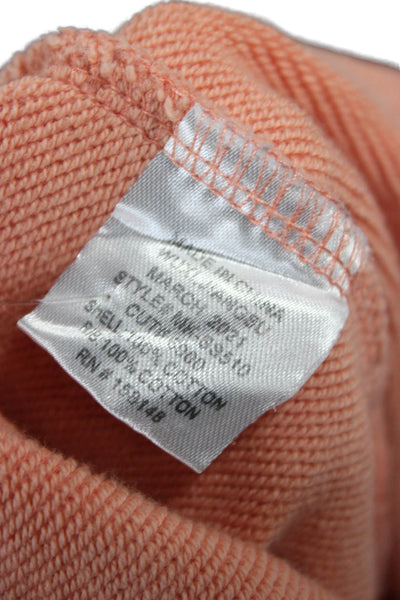 Maison Me Womens French Graphic Pullover Sweatshirt Orange Crew Neck Size L