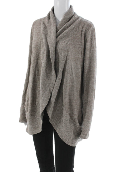 Barefoot Dreams Women Brown Cowl Neck Long Sleeve Cardigan Nylon Cozy Size M