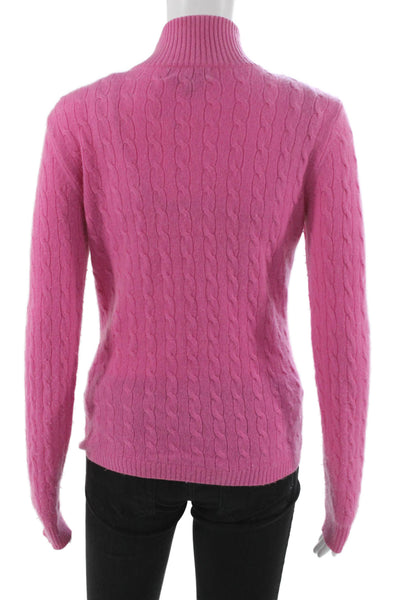 Aqua Cashmere Women Pink Cashmere Mock Neck Long Sleeve Cardigan Size S
