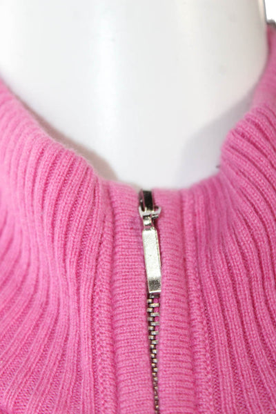Aqua Cashmere Women Pink Cashmere Mock Neck Long Sleeve Cardigan Size S