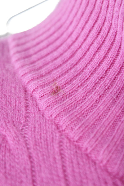 Aqua Cashmere Women Pink Cashmere Mock Neck Long Sleeve Cardigan Size S