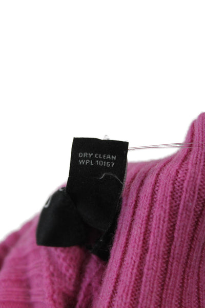 Aqua Cashmere Women Pink Cashmere Mock Neck Long Sleeve Cardigan Size S