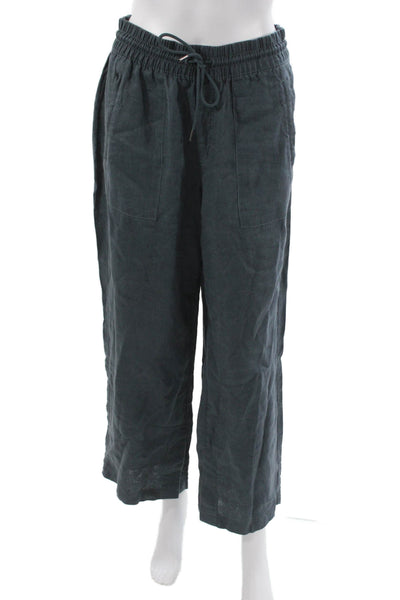 Athleta Womens Cropped Linen Pants Gray Drawstring Size XS