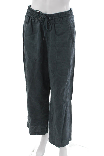 Athleta Womens Cropped Linen Pants Gray Drawstring Size XS