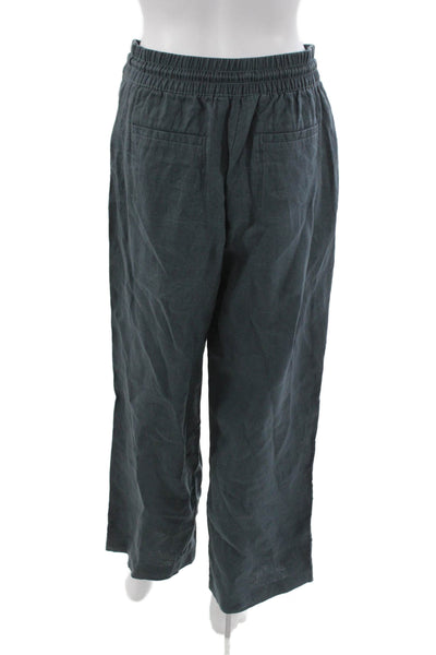 Athleta Womens Cropped Linen Pants Gray Drawstring Size XS