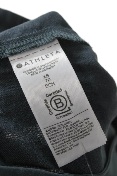 Athleta Womens Cropped Linen Pants Gray Drawstring Size XS