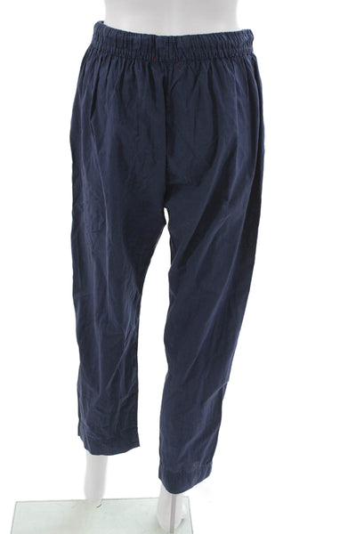 Xirena Women Casual Pants Blue Cotton Drawstring Size M