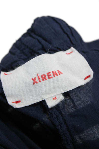 Xirena Women Casual Pants Blue Cotton Drawstring Size M