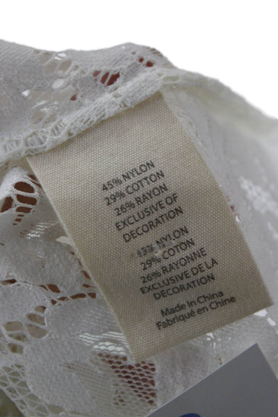 L'Agence Womens Lace Collared Button Blouse White Long Sleeve Size XS Tall
