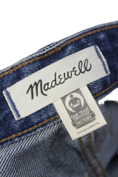 Madewell Womens Straight Jeans Blue High Rise Button Cotton Size 25