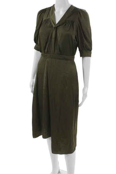 Zadig & Voltaire Women Green V-Neck Knee Length Short Sleeve Dress Size XS