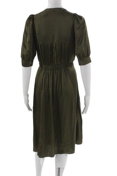 Zadig & Voltaire Women Green V-Neck Knee Length Short Sleeve Dress Size XS
