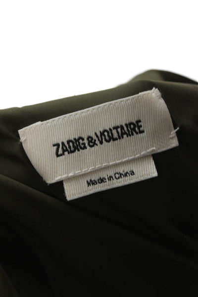 Zadig & Voltaire Women Green V-Neck Knee Length Short Sleeve Dress Size XS