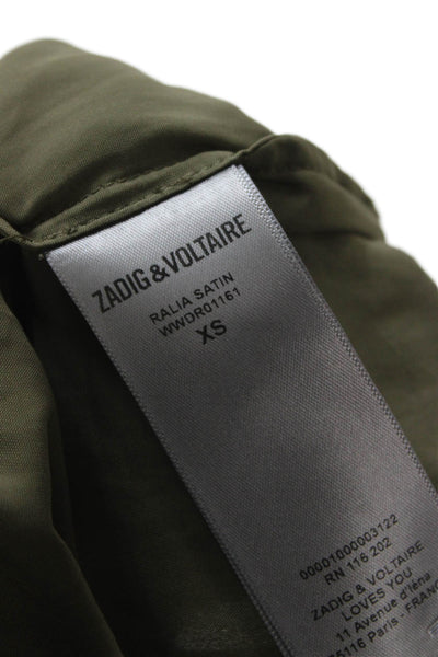Zadig & Voltaire Women Green V-Neck Knee Length Short Sleeve Dress Size XS
