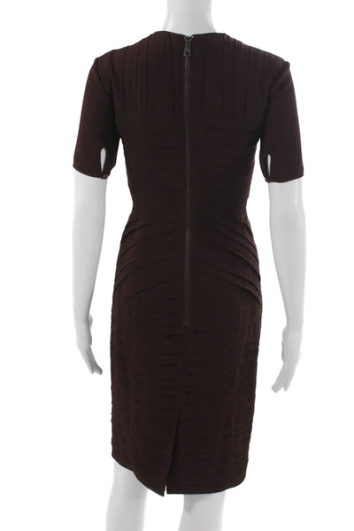 Burberry London Womens Sheath Dress Brown V-Neck Short Sleeve Knee Size 2