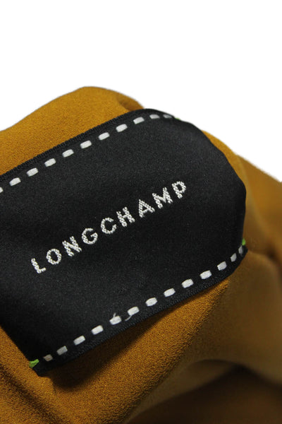 Longchamp Women Shift Dress Yellow Silk Colorblock 3/4 Sleeve Knee Size 36