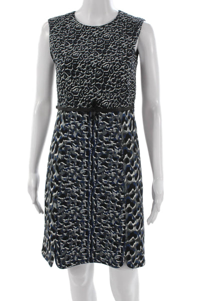 Longchamp Women Sheath Dress Black Animal Print Sleeveless Size 36