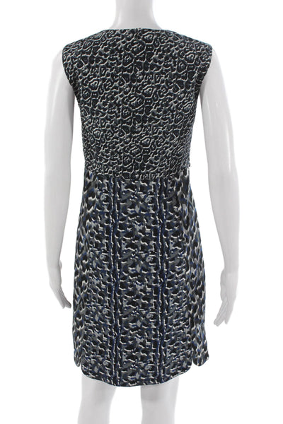 Longchamp Women Sheath Dress Black Animal Print Sleeveless Size 36