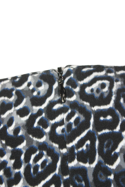 Longchamp Women Sheath Dress Black Animal Print Sleeveless Size 36
