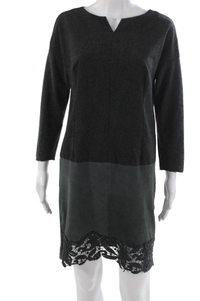 Fabiana Filippi Womens Sweater Dress Gray Knit Long Sleeve Round Neck Size S